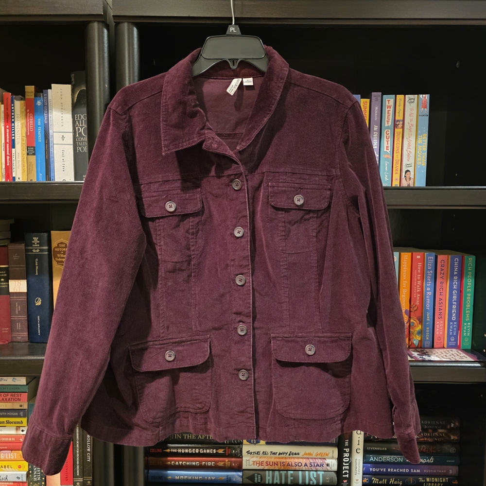 St. John's Bay Women's Deep Purple Corduroy Utility Jacket